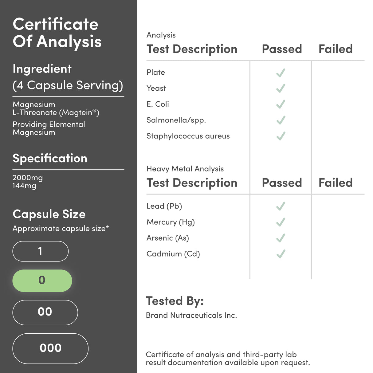 Magnesium L-Threonate (Magtein) Supplement
