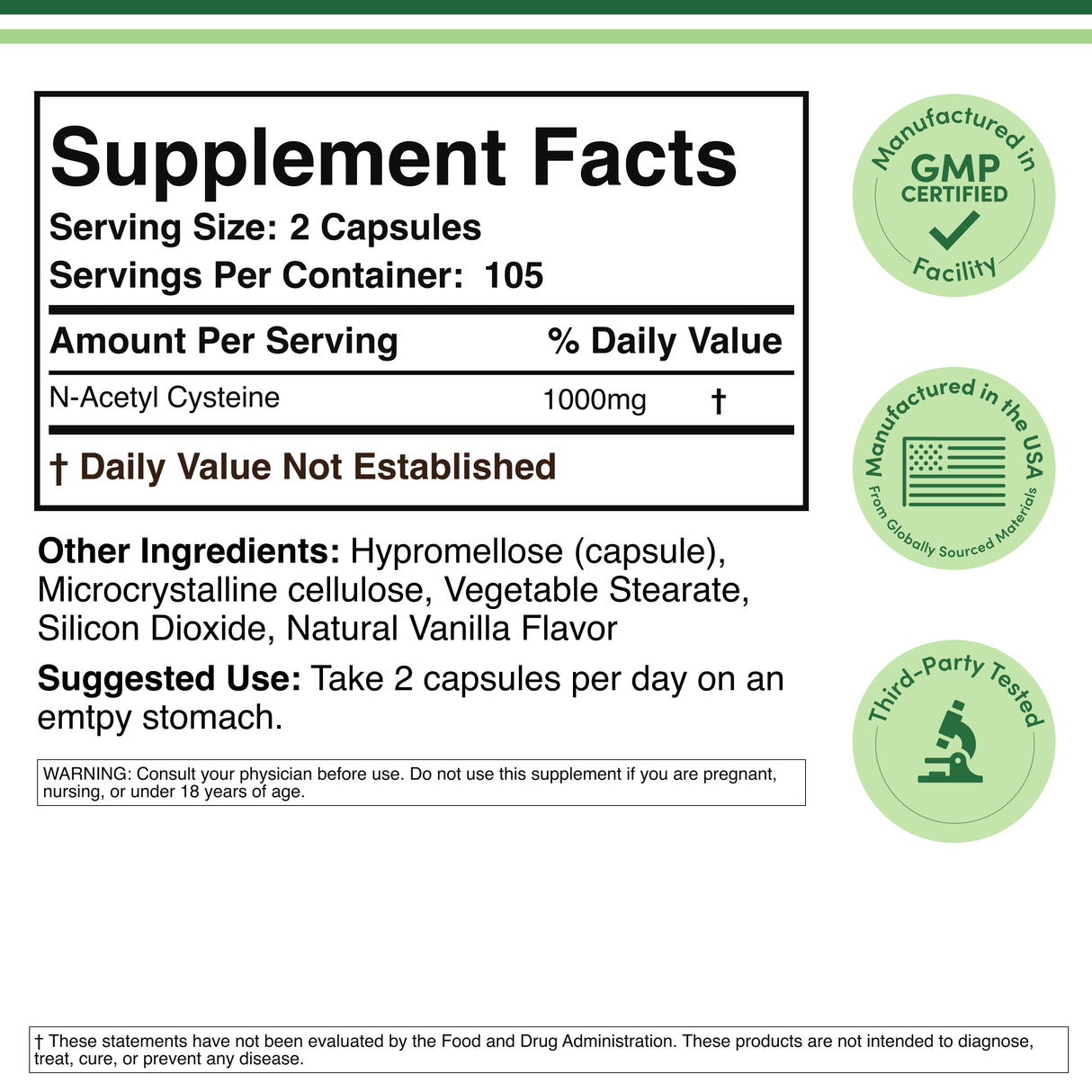 N-Acetyl Cysteine (NAC) Supplement