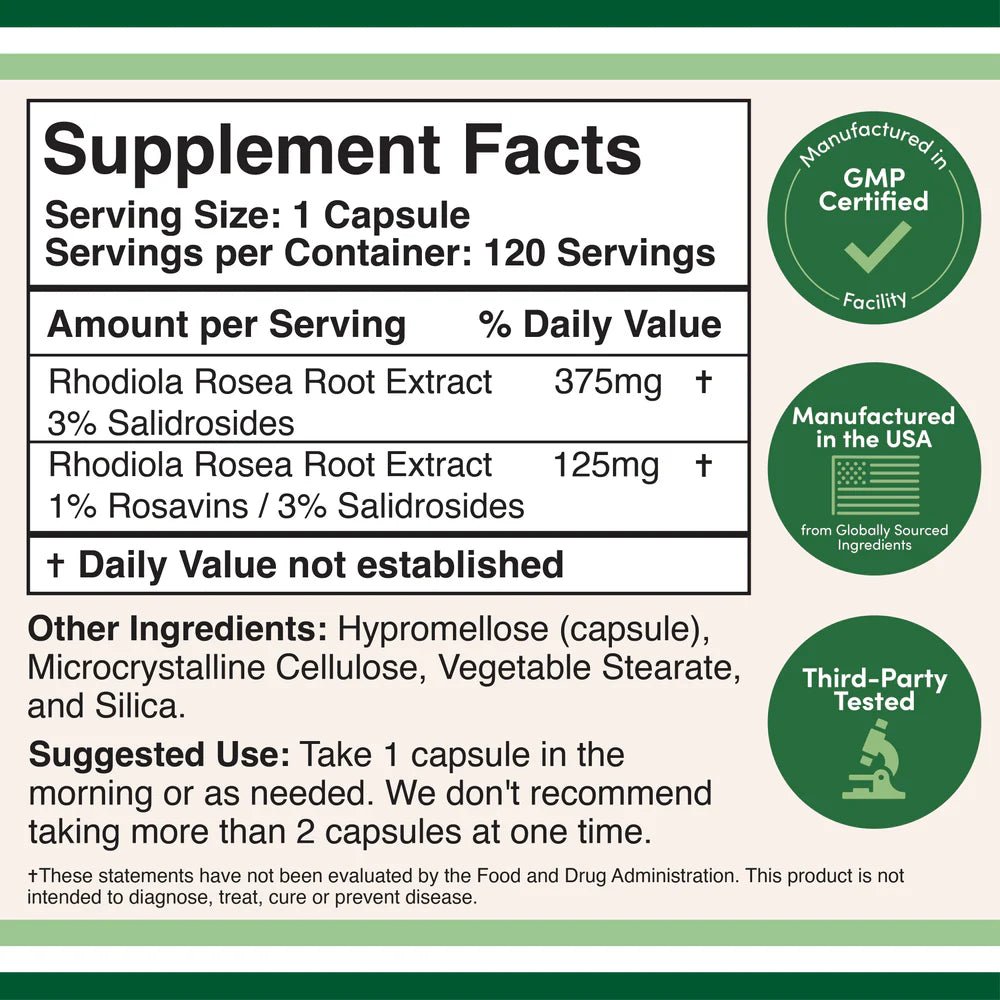 Rhodiola Rosea Extract Supplement