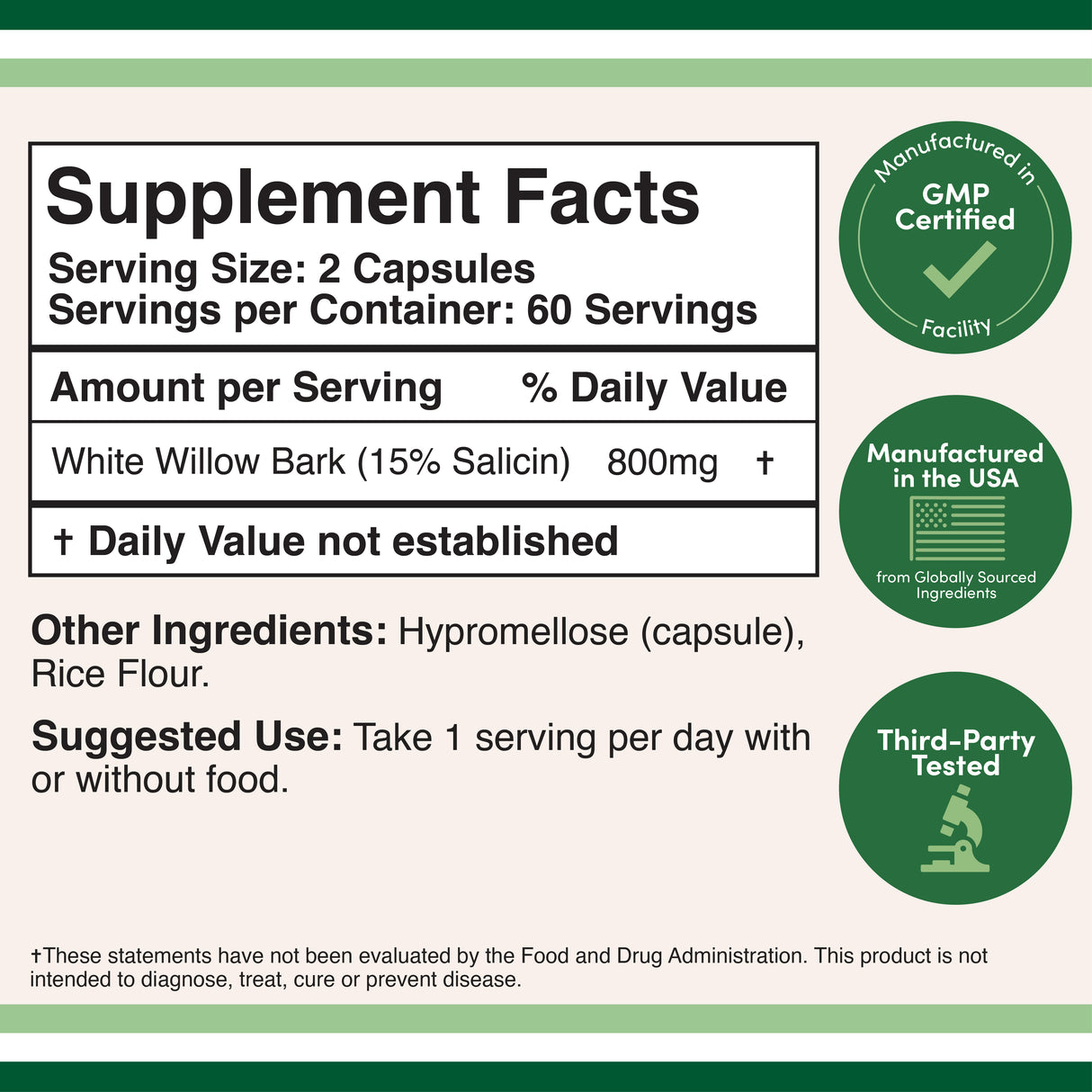 White Willow Bark Supplement