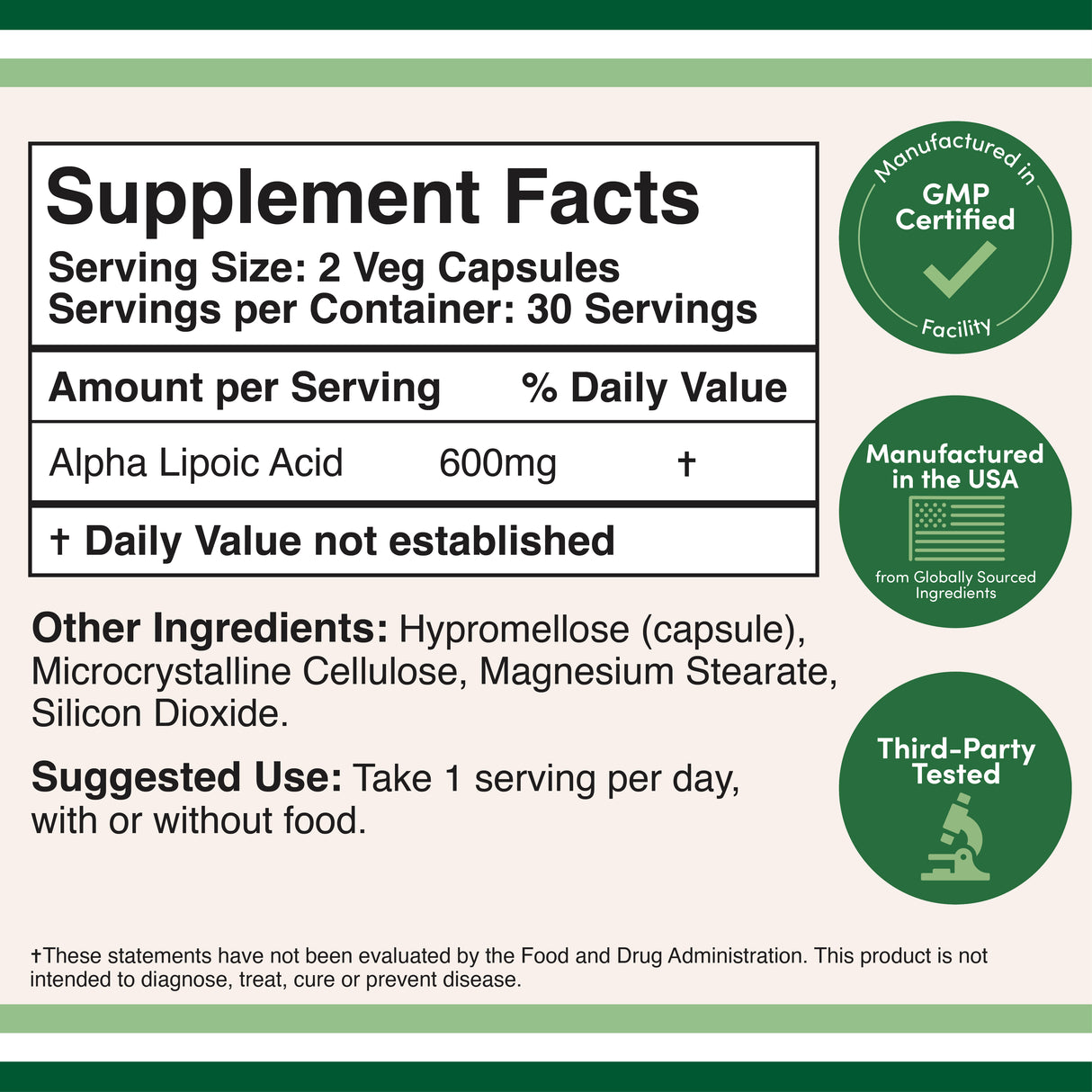 Alpha Lipoic Acid Supplement