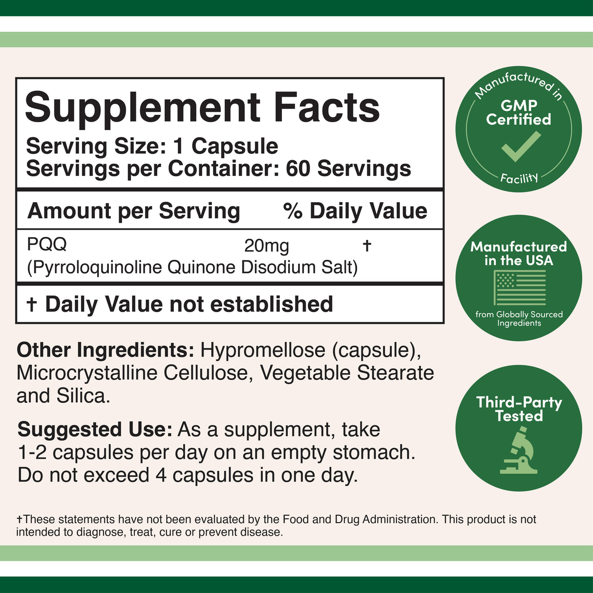 PQQ (Pyrroloquinoline quinone) Supplement